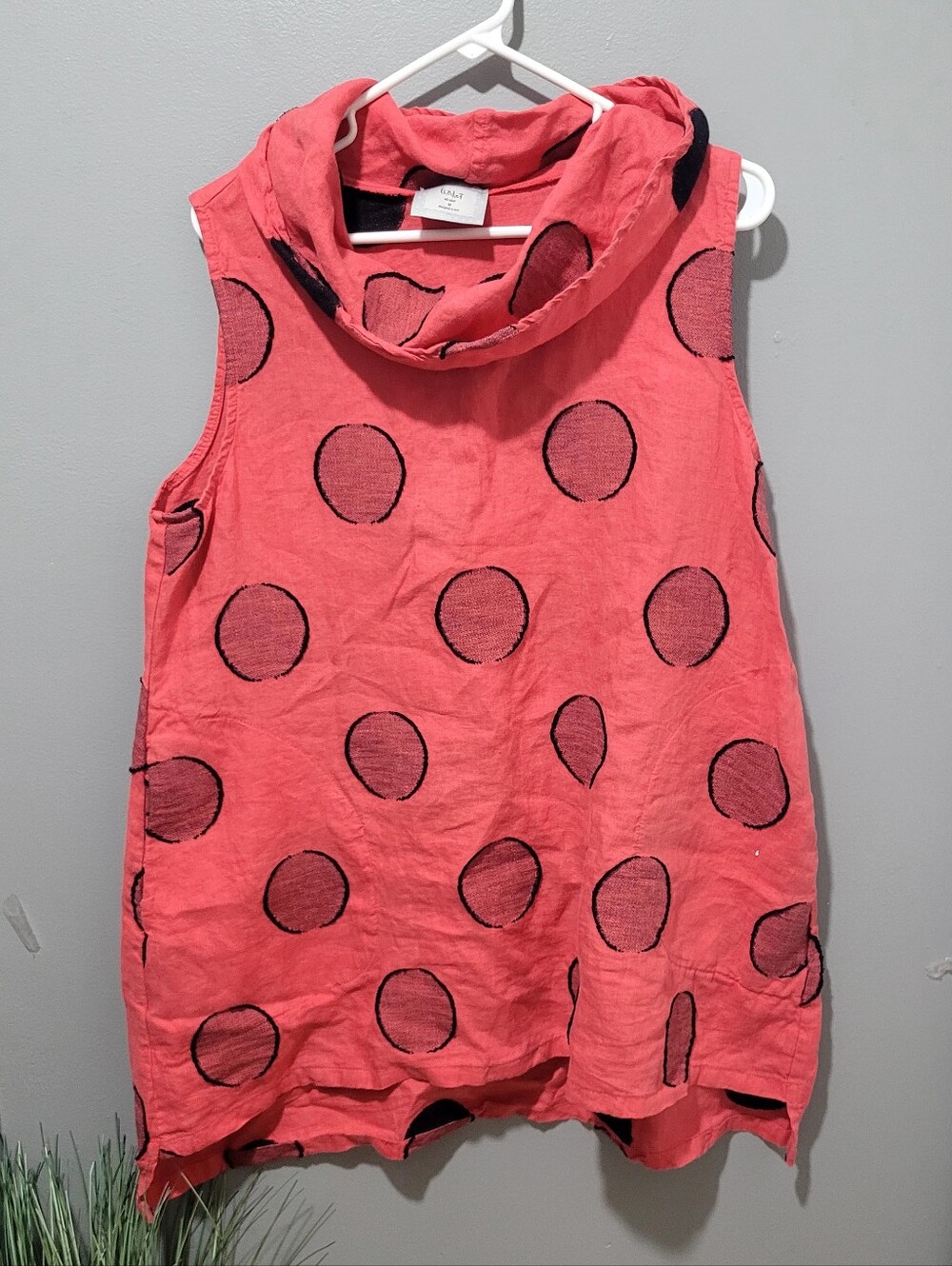 Chalet Artsey Sleeveless Polka Dot Cowl Neck Tunic Dress Sz M